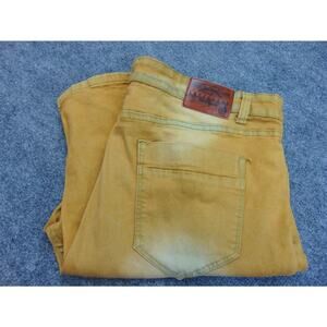 Imperious Jeans Mens 42x34 Tan Yellow Slim Straight Stretch Denim Pants